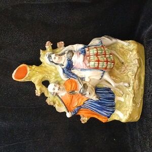 Colorful Victorian Staffordshire Figurine - Flight To Egypt